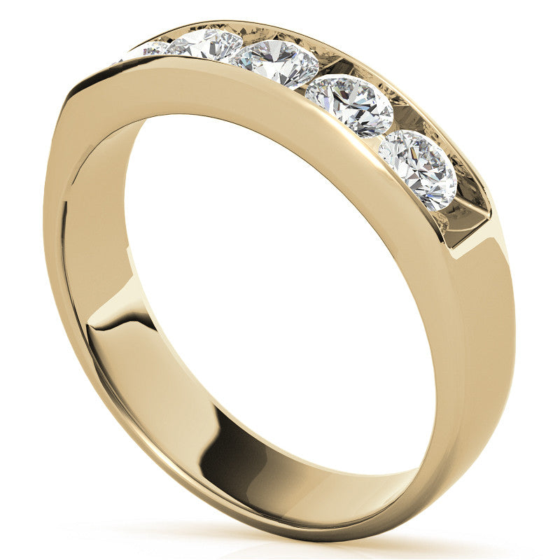 1.25ct Round Cut Five Stone Moissanite Men's Wedding In Rose Gold