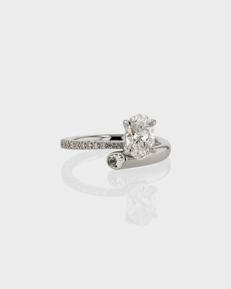 1.0CT-3.0CT Oval Cut Moissanite Diamond Unique Engagement Ring