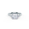 2.0CT Asscher Cut Moissanite 3 Stones Engagement Ring