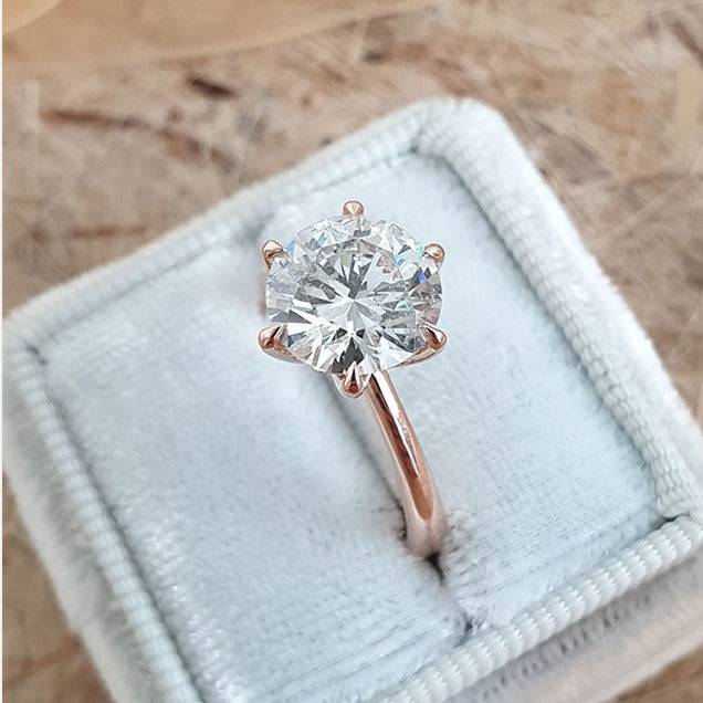 1.51ct Round Moissanite Solitaire 14K Rose Gold Engagement Ring