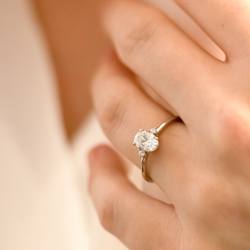 1.33CT Oval Cut Moissanite Diamond Engagement Ring in 14K Rose Gold