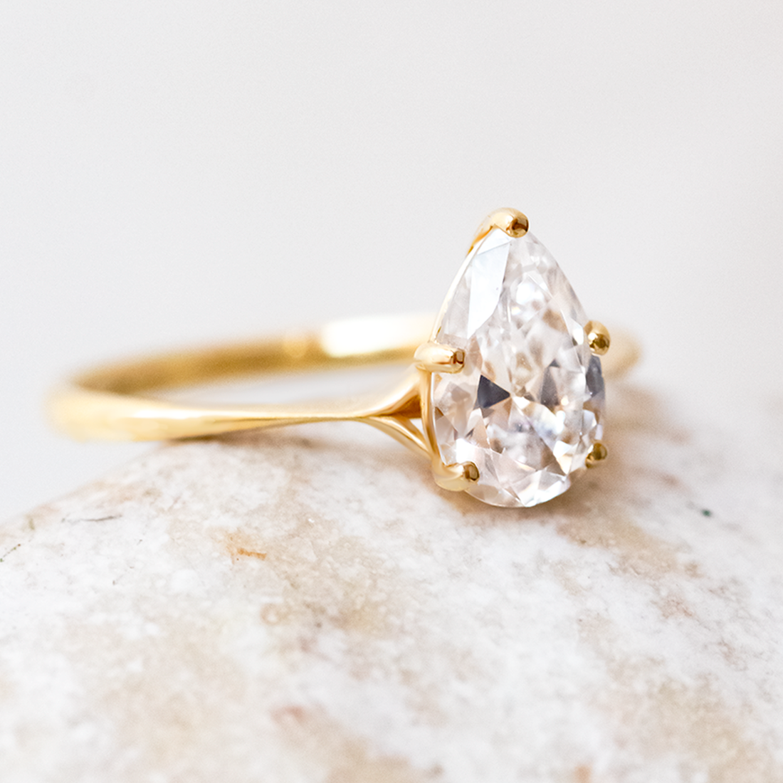 1.93CT Pear Cut Moissanite Solitaire Engagement Ring