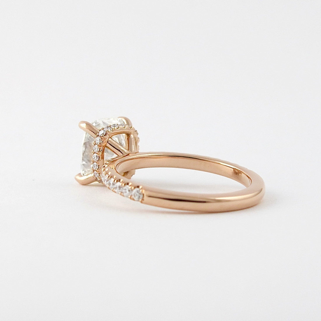 1.50CT Cushion Cut Hidden Halo Pave Moissanite Engagement Ring