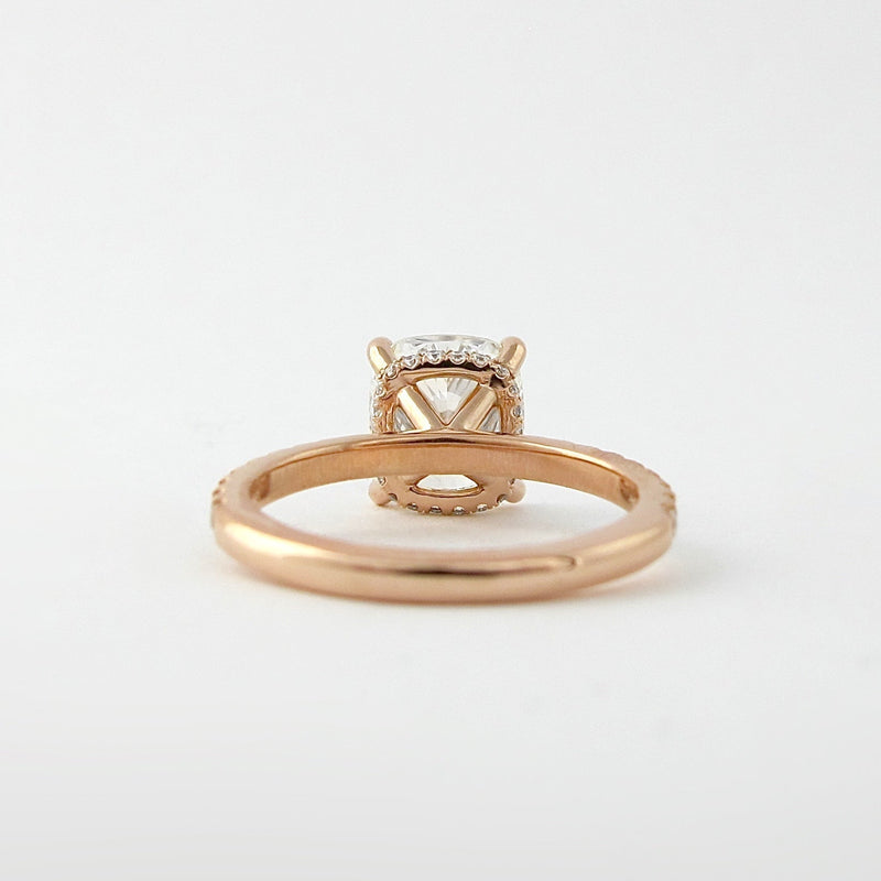 1.50CT Cushion Cut Hidden Halo Pave Moissanite Engagement Ring