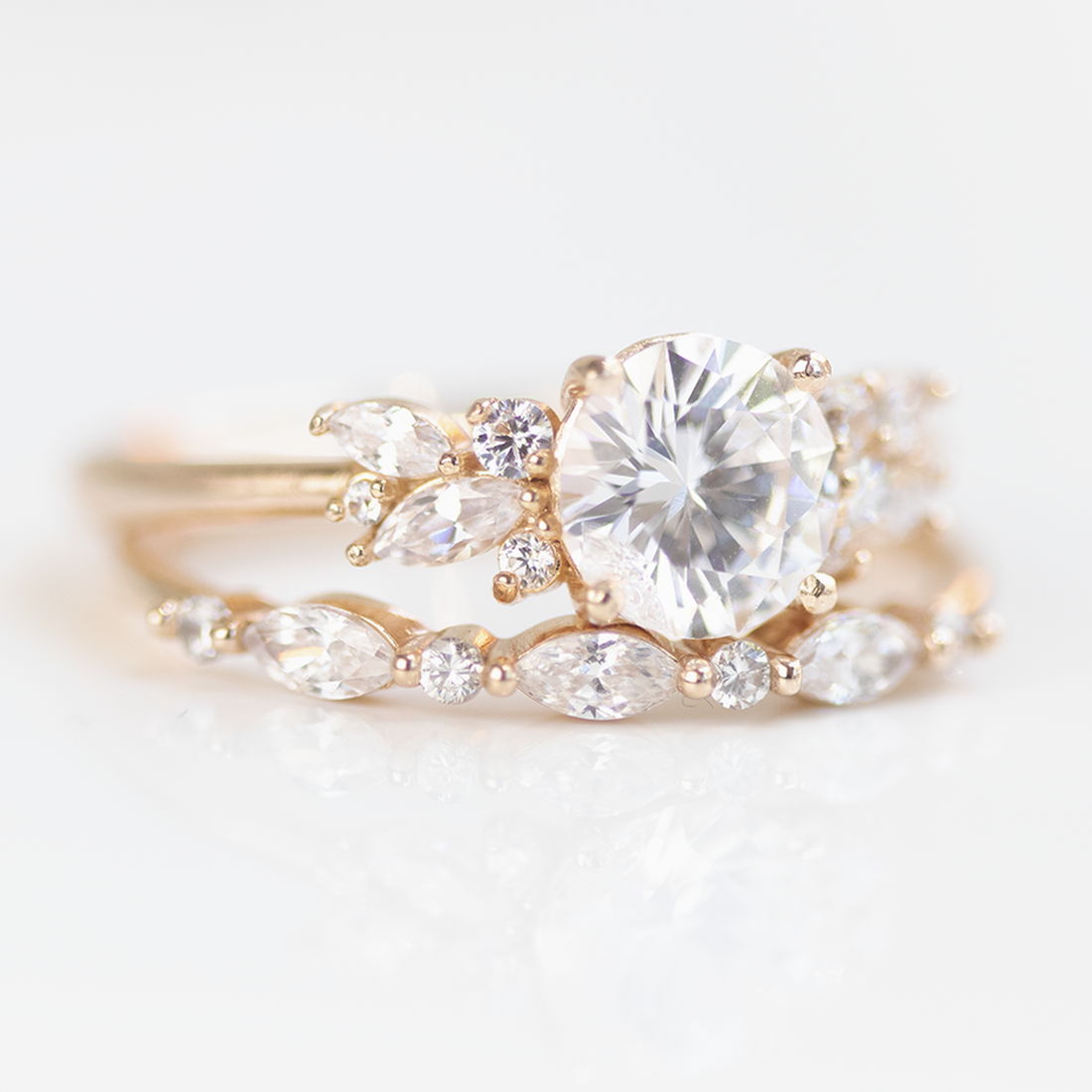0.26ctw Marquise and Round Cut Half Eternity Wedding Band