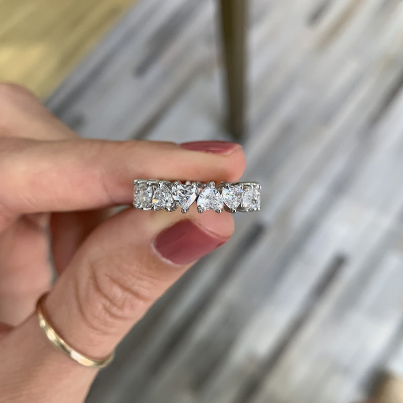 Heart Shaped Moissanite Full Eternity Diamond Wedding Band for Women