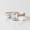 0.92CT Emerald Cut Vintage Solitaire Moissanite Engagement Ring