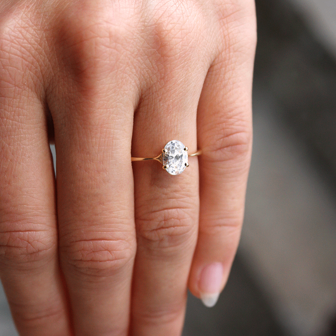 1.33CT Oval Cut 4 Prong Solitaire Moissanite Engagement Ring in 14K Rose Gold