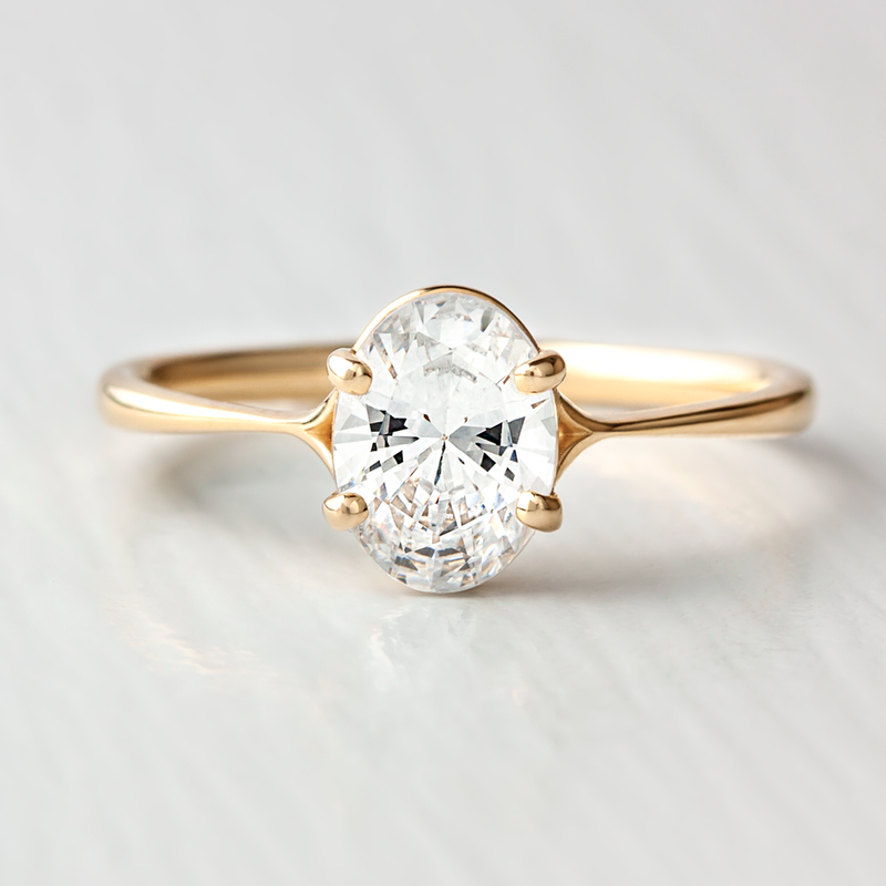 1.33CT Oval Cut 4 Prong Solitaire Moissanite Engagement Ring in 14K Rose Gold
