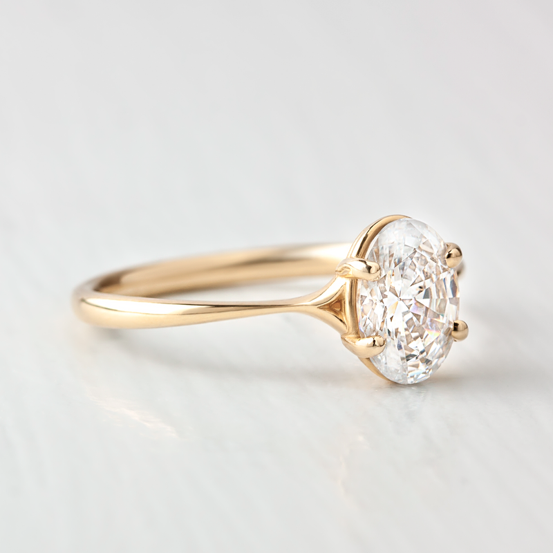 1.33CT Oval Cut 4 Prong Solitaire Moissanite Engagement Ring in 14K Rose Gold