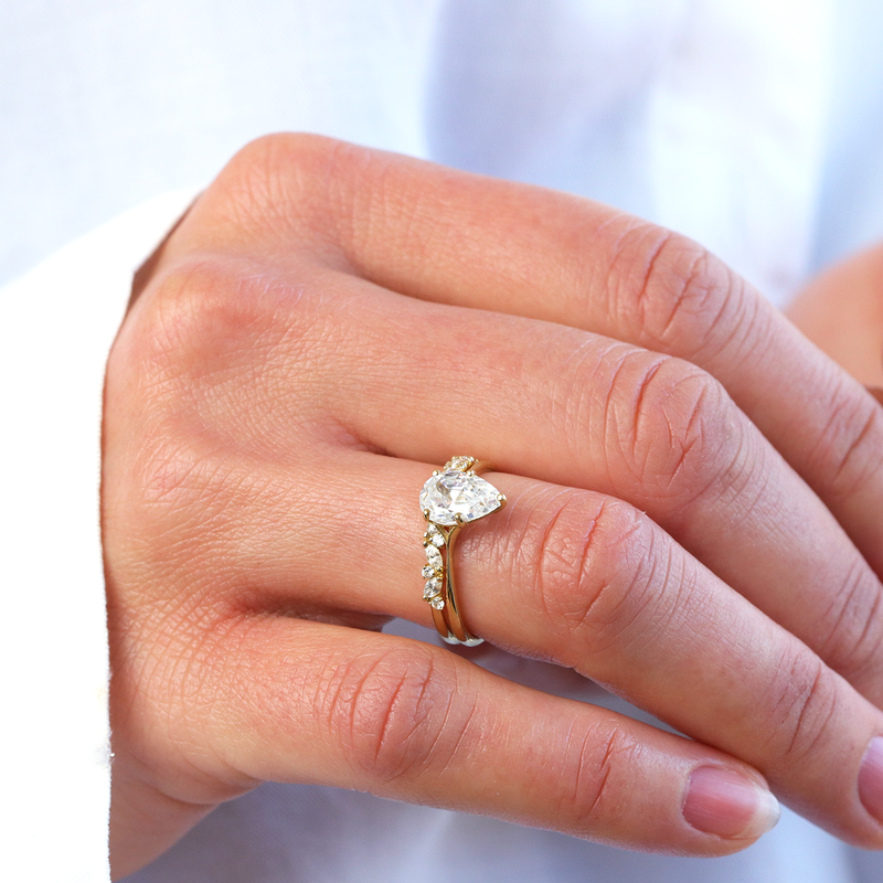 1.33CT Pear Cut Moissanite Engagement Ring in 18K Yellow Gold