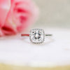 2.0CT Cushion Cut Moissanite Halo Engagement Ring