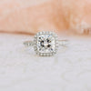 2.0CT Cushion Cut Moissanite Halo Pave Setting Engagement Ring
