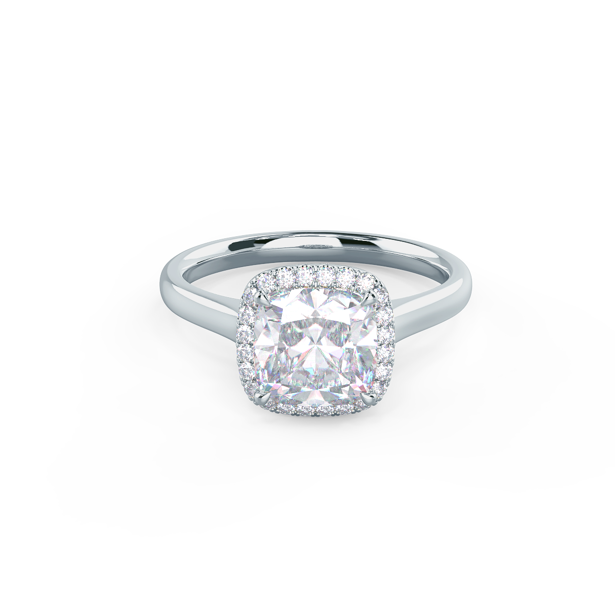 2.0CT Cushion Cut Moissanite Halo Engagement Ring