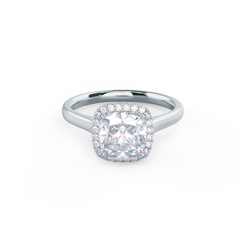 2.0CT Cushion Cut Moissanite Halo Engagement Ring