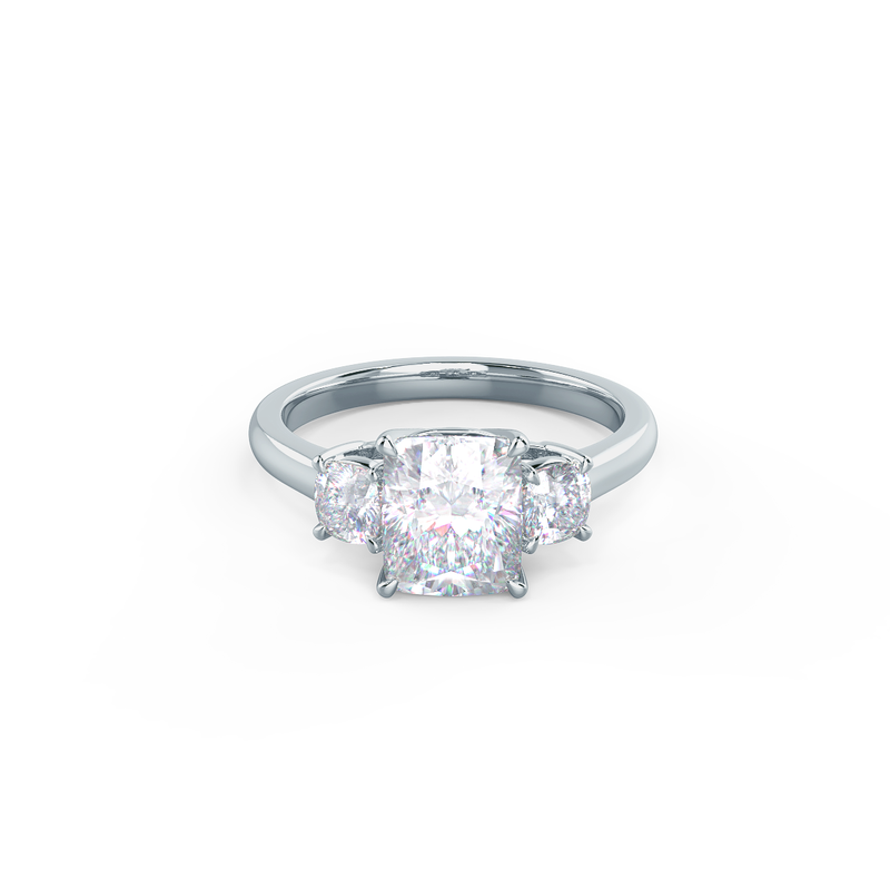 1.50CT Cushion Cut Moissanite Three Stone Style Engagement Ring