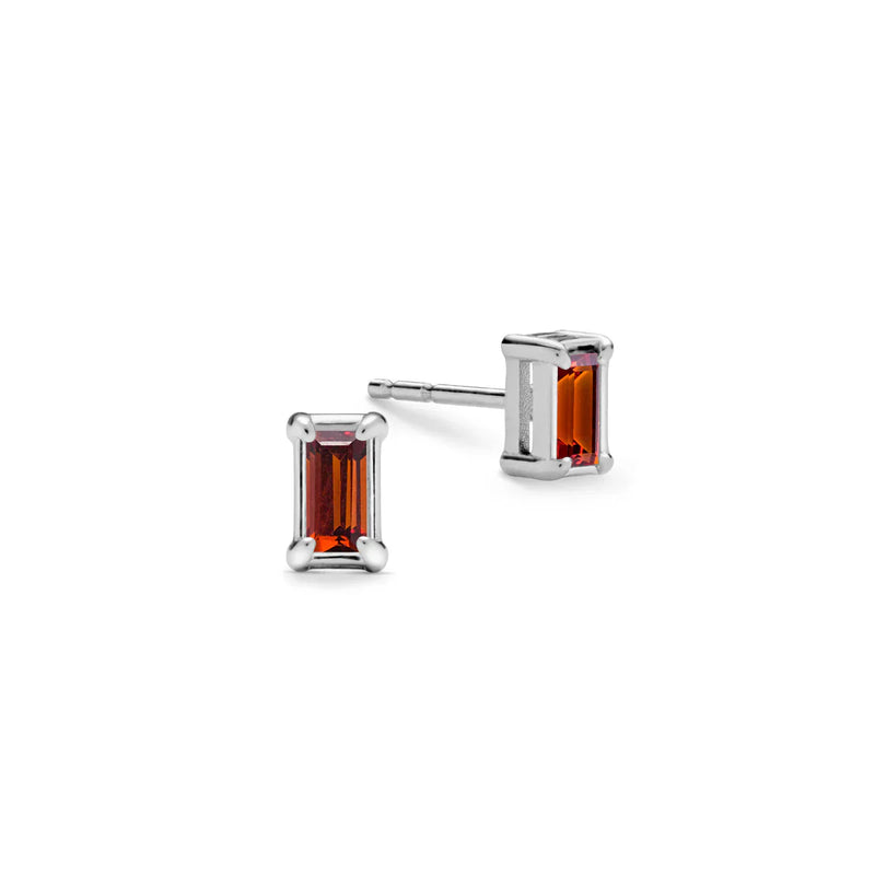 0.30CT Baguette Garnet Diamond January Birthstone Earrings