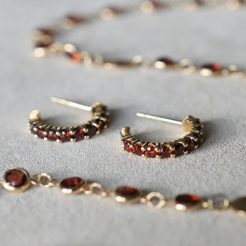 1.25CT Round Garnet Diamond January Birthstone Earrings