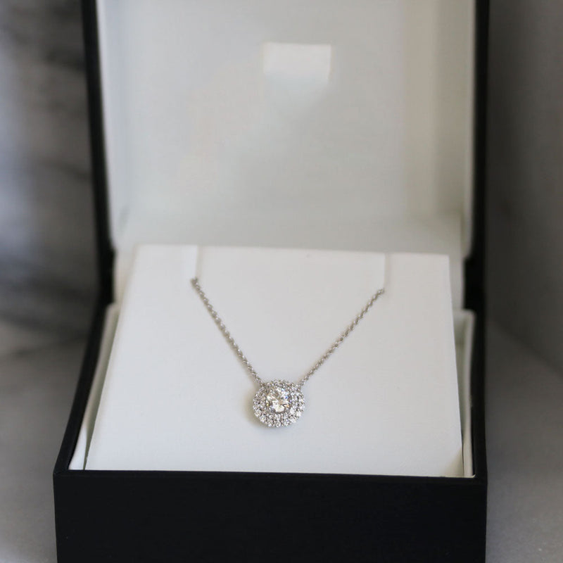 0.50CT Round Brilliant Cut Moissanite Halo Necklace