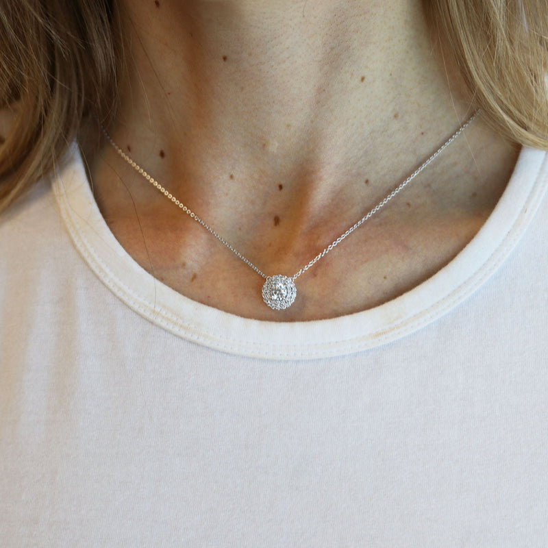 0.50CT Round Brilliant Cut Moissanite Halo Necklace