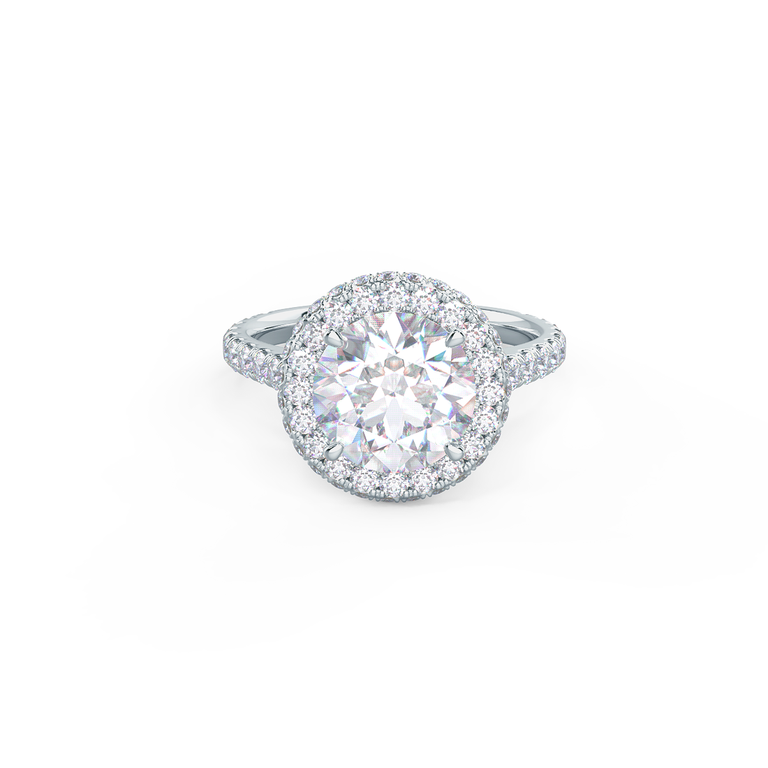 2.0CT Round Brilliant Cut Moissanite Halo Engagement Ring