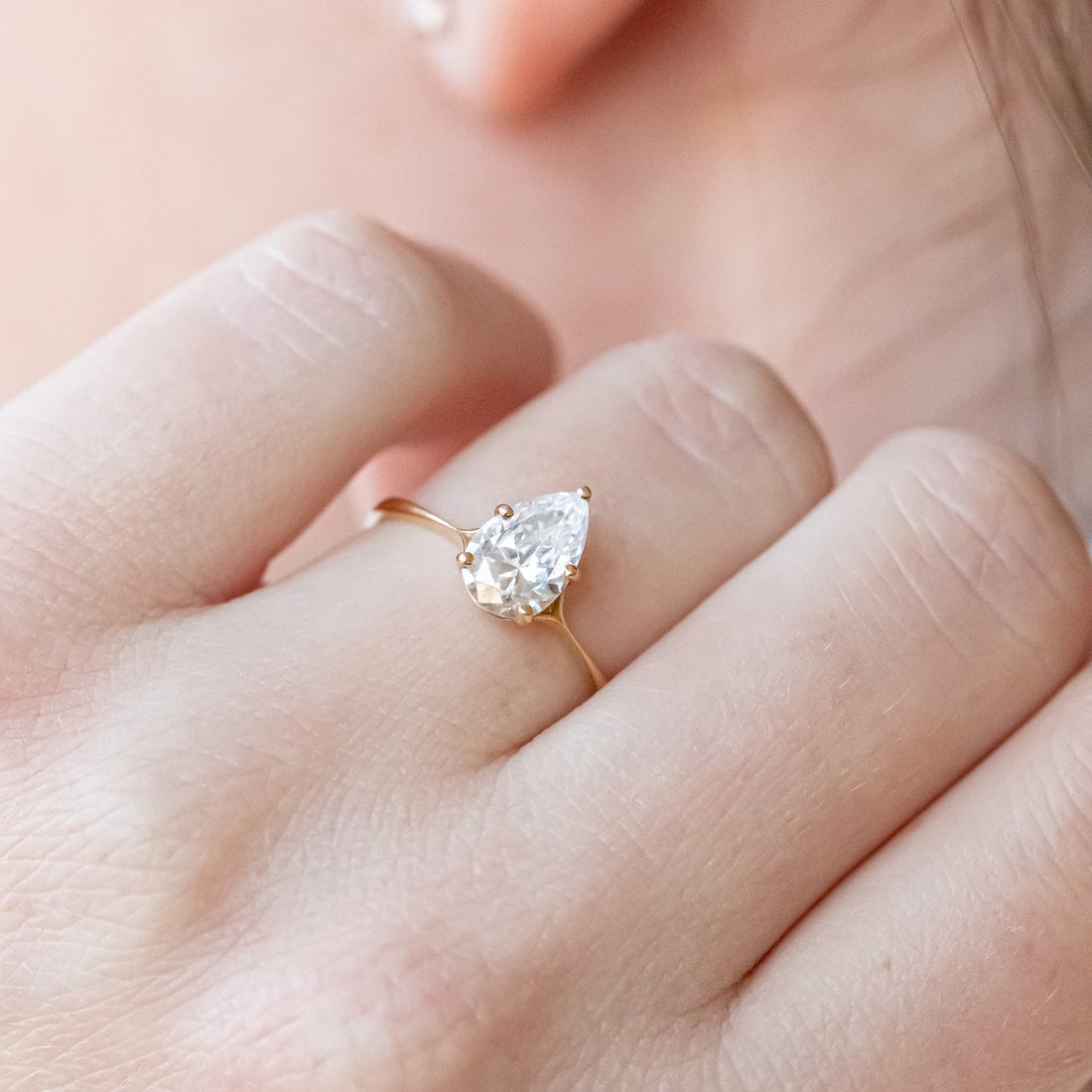 1.93CT Pear Cut Moissanite Solitaire Engagement Ring