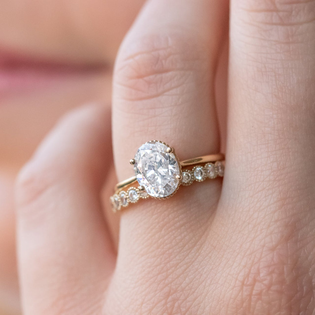 1.93CT Oval Cut Moissanite Solitaire Engagement Ring in 14K Rose Gold
