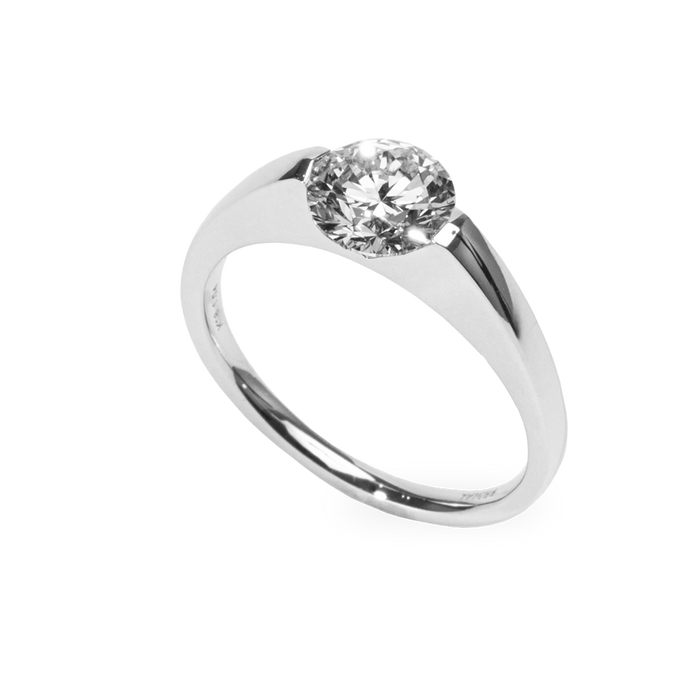 1.0CT-2.0CT Round Cut Moissanite Diamond Tension Set Engagement Ring