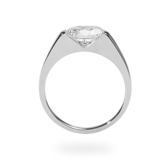 1.0CT-2.0CT East West Oval Cut Moissanite Diamond Thick Engagement Ring