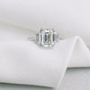2.75CT Emerald Moissanite 3 Stones Engagement Ring