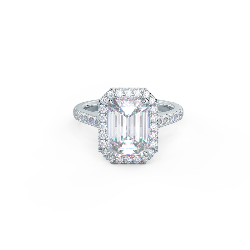 1.0 - 3.0 CT Emerald Cut Moissanite Halo Engagement Ring