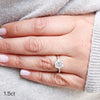1.50CT Emerald Cut Moissanite Three Stone Style Engagement Ring
