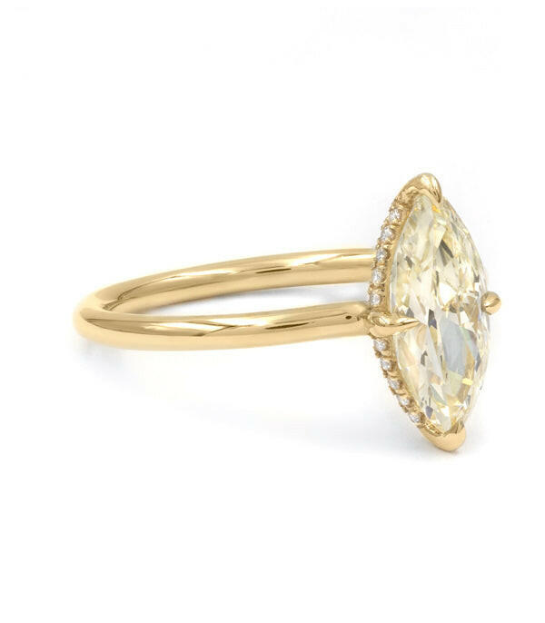 1.27CT Marquis Cut Diamond Moissanite Hidden Halo Engagement Ring