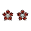 2.90CT Round Garnet Diamond January Birthstone Flower Studs