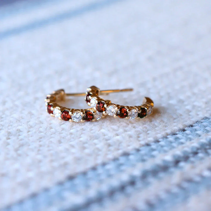 1.20CT Round Garnet Diamond January Birthstone Earrings