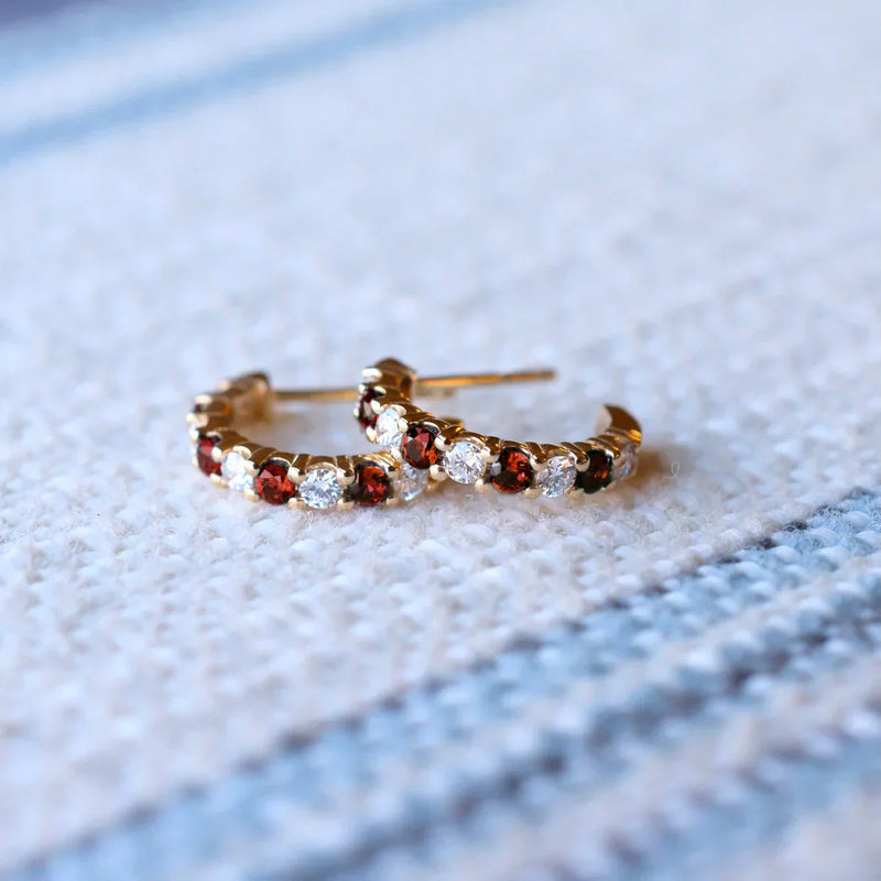 1.20CT Round Garnet Diamond January Birthstone Earrings