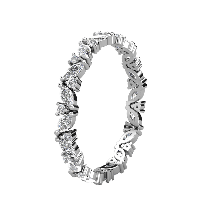 0.95ctw Marquise and Round Cut Half Eternity Wedding Band