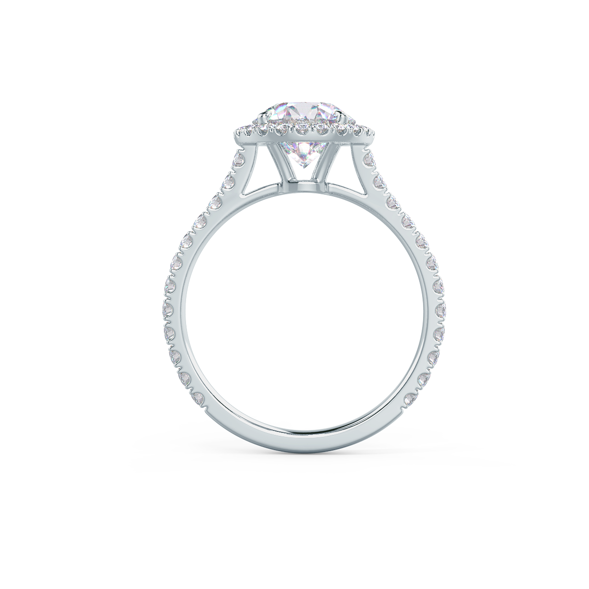 2.25CT Round Brilliant Cut Moissanite Halo Pave Setting Engagement Ring