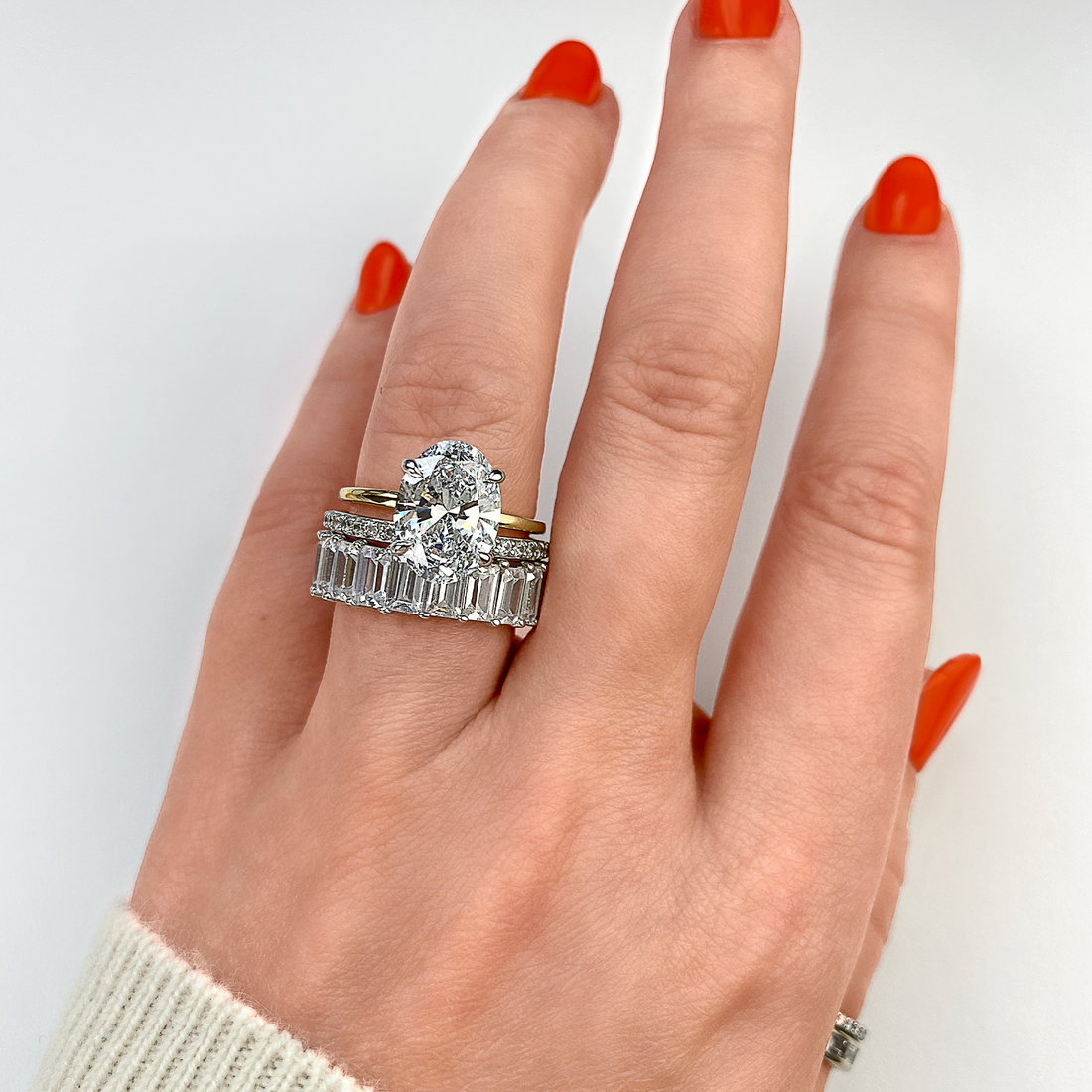 2CT Oval Cut Moissanite Solitaire Two Tone Engagement Ring