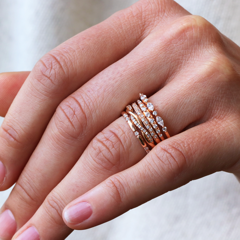 0.26ctw Marquise and Round Cut Half Eternity Wedding Band