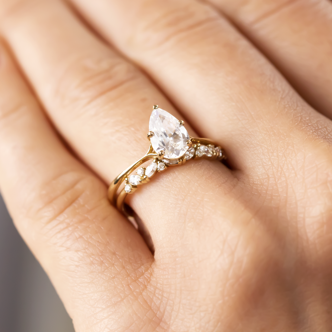 0.95ctw Marquise and Round Cut Half Eternity Wedding Band