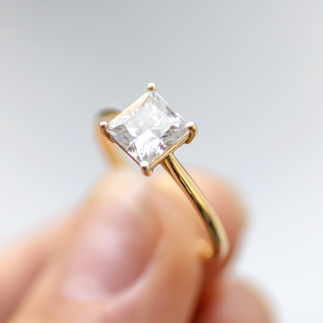 1.50CT Princess Moissanite Solitaire Engagement Ring