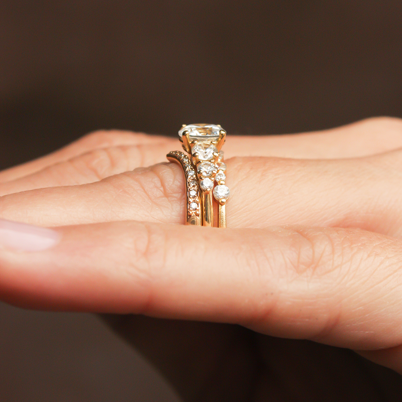 1.45CT Round Cut 5 Stone Style Moissanite Diamond Engagement Ring