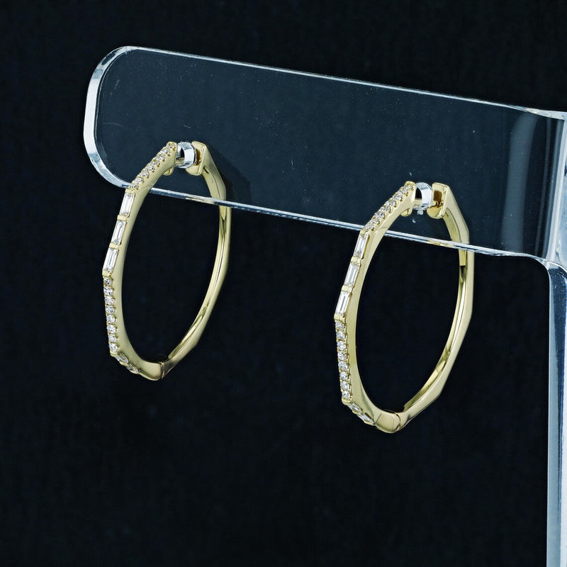 0.40 TCW Round Moissanite Diamond Hoop Earrings