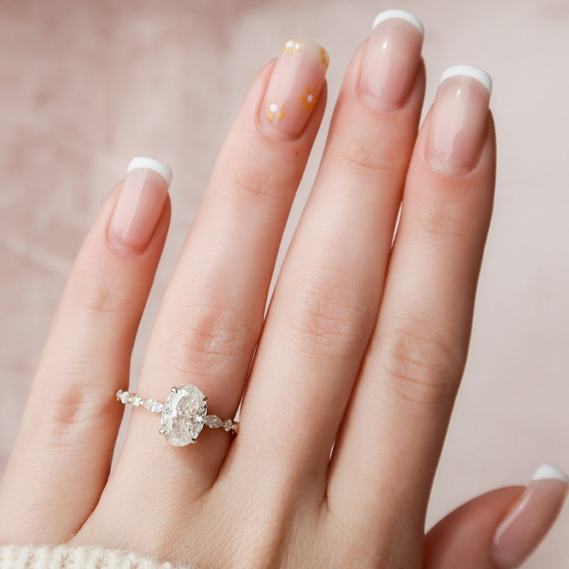 1.50CT Oval Cut Hidden Halo Pave Setting Moissanite Engagement Ring