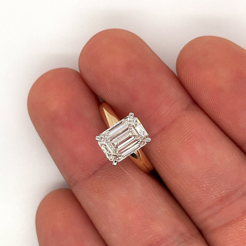 1.0 - 3.0 CT Emerald CVD Diamond Solitaire Engagement Ring