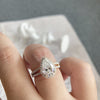 1.0 - 3.0 CT Pear CVD Diamond Halo Cathedral Setting Engagement Ring