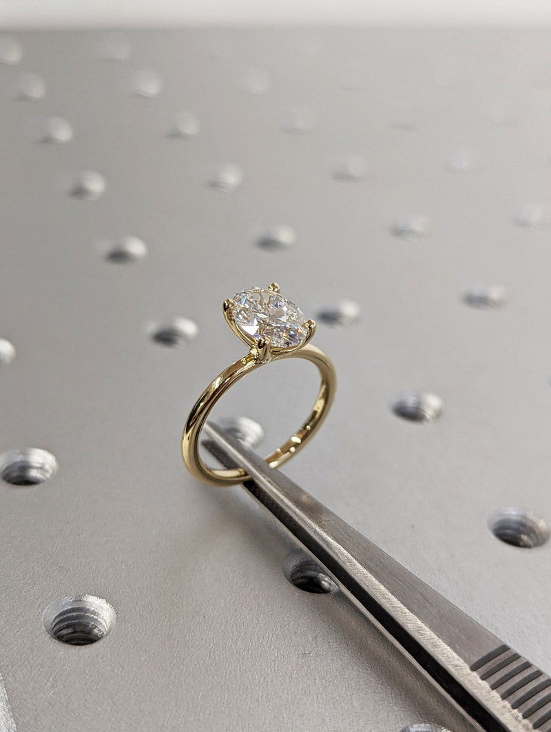 1.50 - 3.50 CT Oval CVD Diamond Solitaire Engagement Ring
