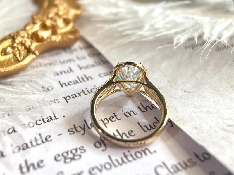 1.0 - 3.0 CT Pear CVD Diamond Halo Cathedral Setting Engagement Ring