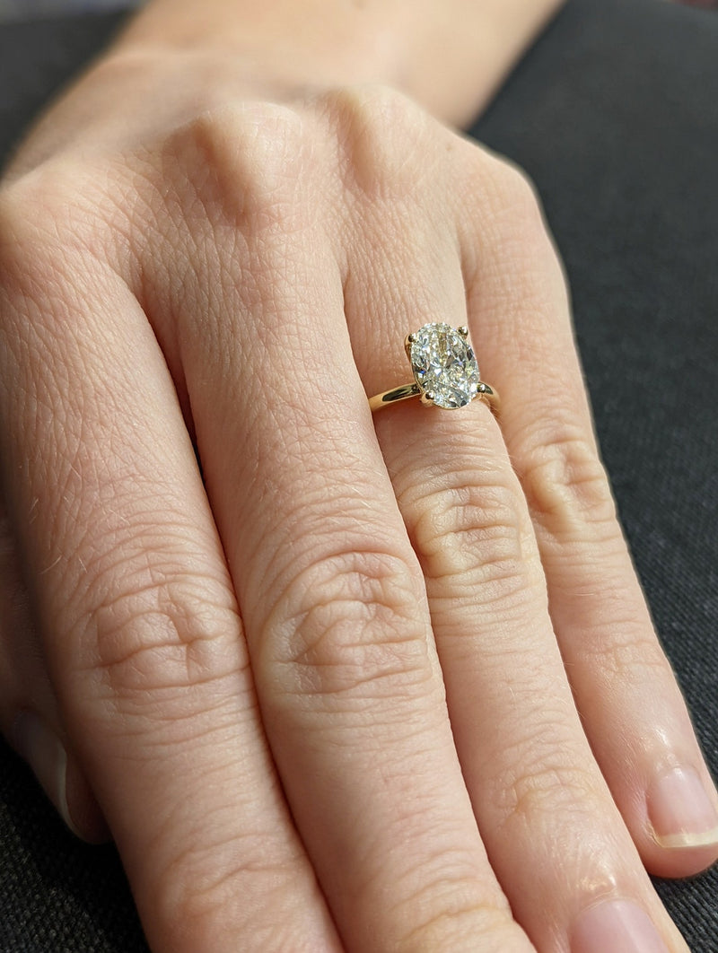 1.50 - 3.50 CT Oval CVD Diamond Solitaire Engagement Ring